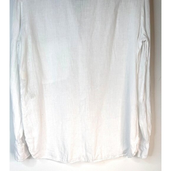 2/$30 ZARA Medium White Linen V-Neck Blouse With Button-Up Front - Picture 8 of 11
